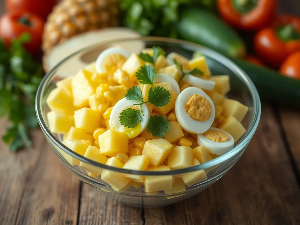 Sałatka z ananasem, jajkiem i kukurydzą: prosty przepis na smakołyk