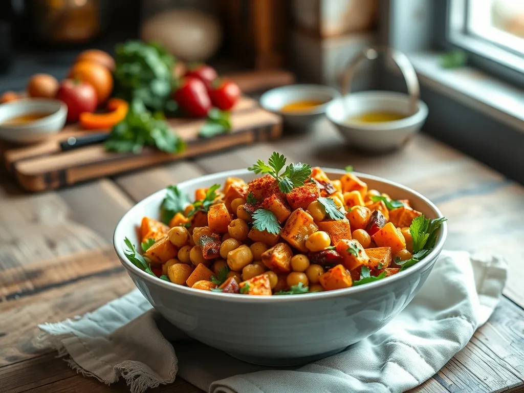 Sałatka z batatem i ciecierzycą: pyszne połączenie smaków!